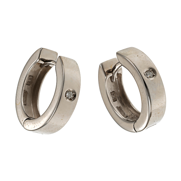 Creolen, 14K, Weißgold, Brillant