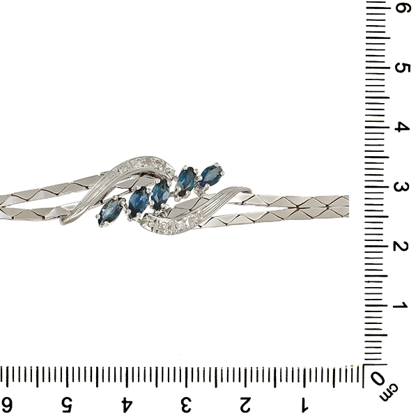 Armband, 14K, Weißgold, Saphire, Diamanten