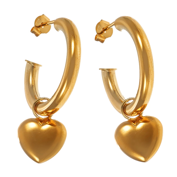 Steckcreolen, 8K, Gelbgold, Herz