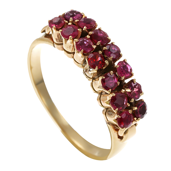 Ring, 14K, Gelbgold, Rubine