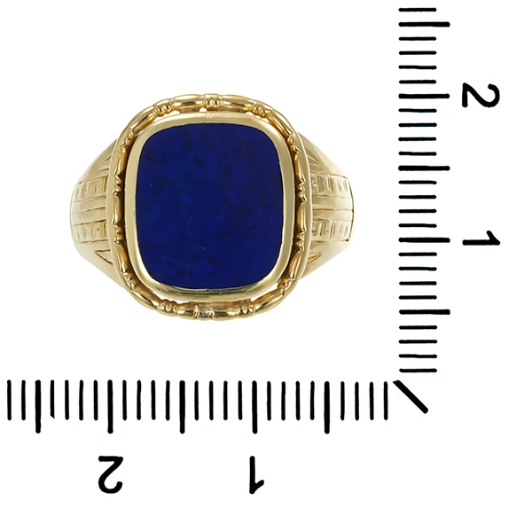 Herrenring, 14 k, Gelbgold, 1 Lapis