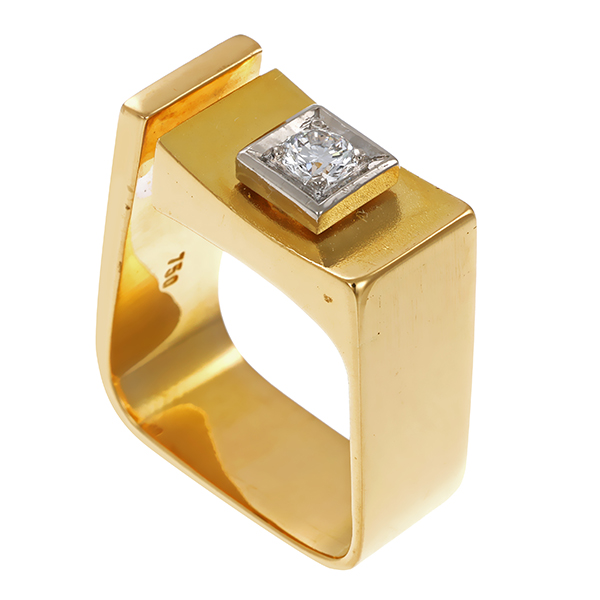 Herrenring, 18K, Gelb-/Weißgold, Brillant, 0,30ct
