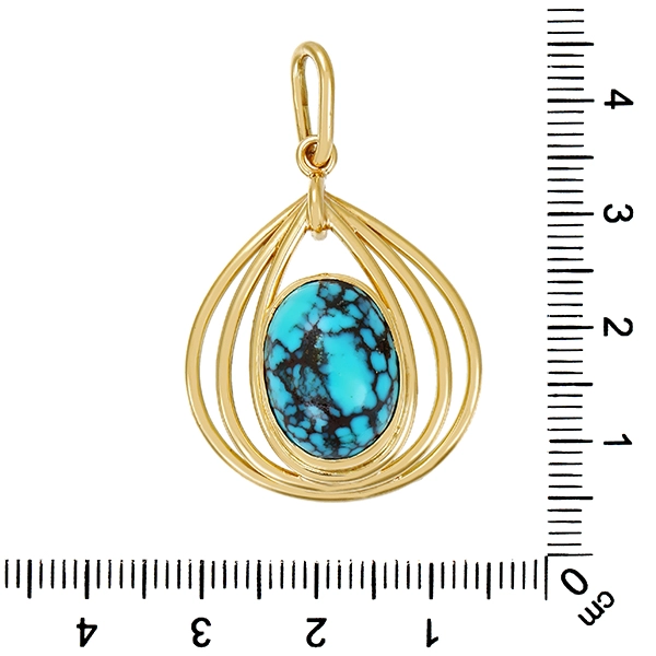 Anhänger, 14K, Gelbgold, Türkis