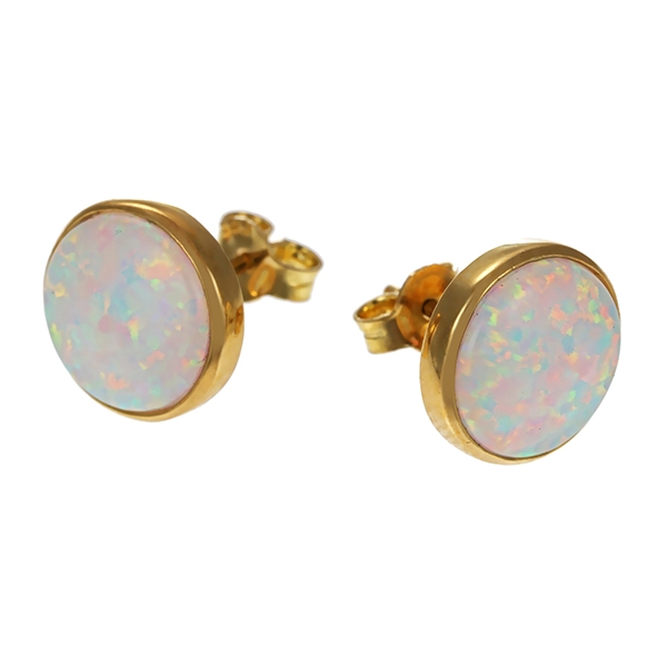 Ohrstecker, 14K, Gelbgold, synthetische Opale