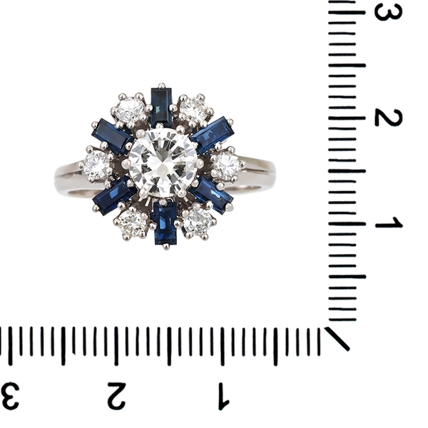 Ring, 18K, Weißgold, Brillanten, Saphire