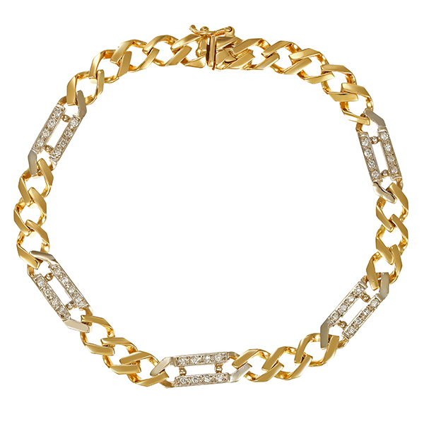 Armband, 14K, Gelb-/Weißgold, Diamanten