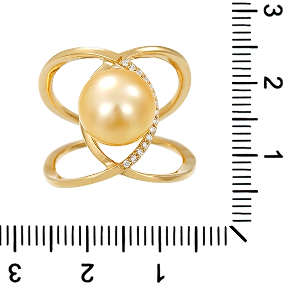 Ring, 14K, Gelbgold, Brillanten, Südsee-ZP