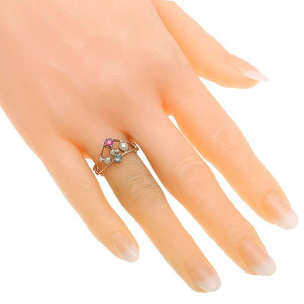 Ring, 18K, Weißgold, Turmalin, Rubin