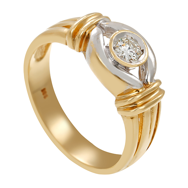 Diamantring, 14K, Gelb-/Weißgold, Brillant