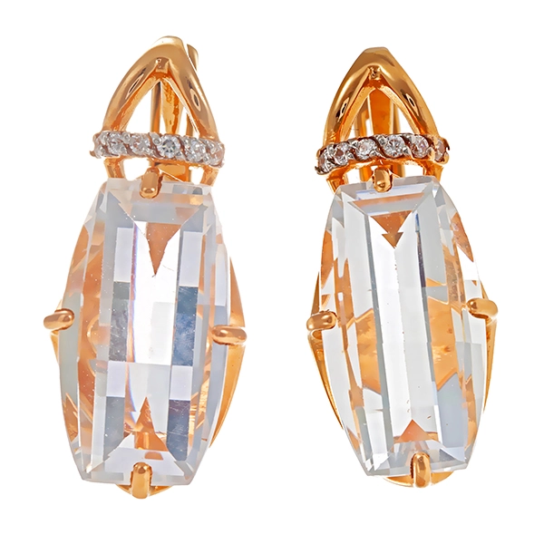 Ohrringe, 14K, Gelbgold, Quarz