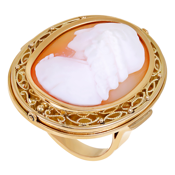 Ring, 14K, Gelbgold, Kammee
