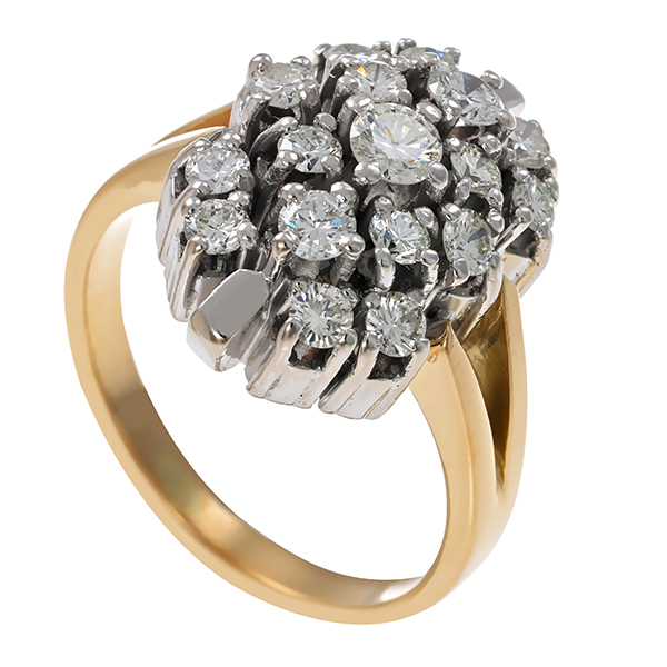 Diamantring, 14K, Gelb-/Weißgold, Brillanten 1,00 ct