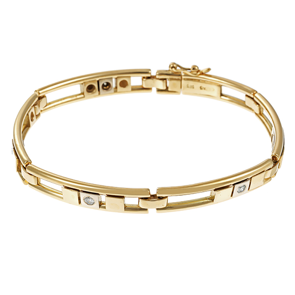 Armband, 14K, Gelbgold, Brillanten