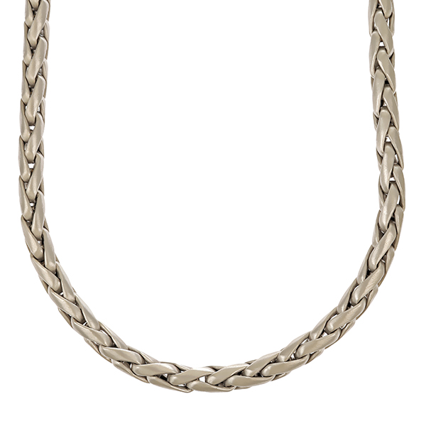 Collier, 14K, Weißgold, Zopf-