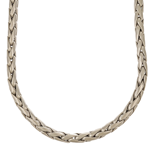 Collier, 14K, Weißgold, Zopf-