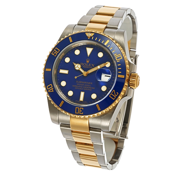 Herrenuhr, Rolex, 'Submariner Date 40', blau/blau