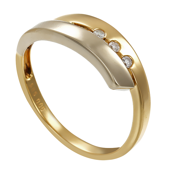 Diamantring, 14K, Gelb-/Weißgold, Brillanten