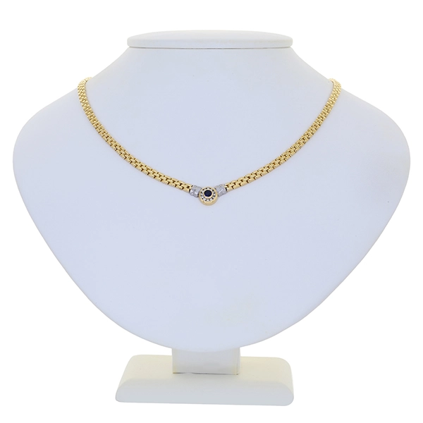 Collier, 18K, Gelb-/Weißgold, Saphir, Brillanten
