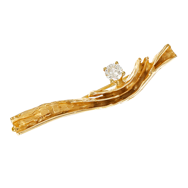 Brosche, 14K, Gelbgold, Brillant