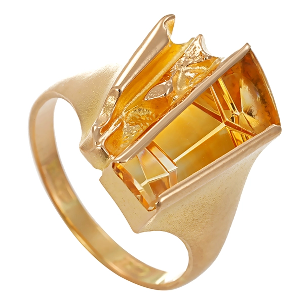 Ring, 14K, Gelbgold, Citrin