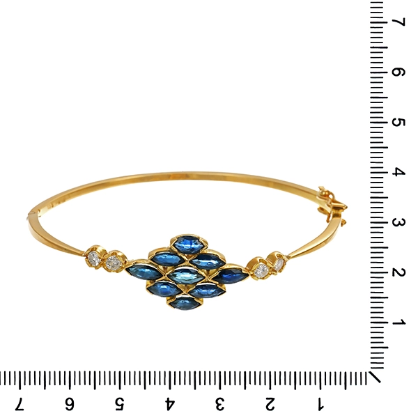Armreif, 18K, Gelbgold, Diamant, Saphir