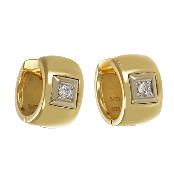 Creolen, 14K, Gelbgold, Brillanten