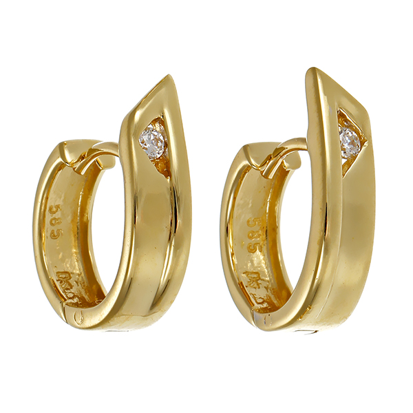 Creolen, 14K, Gelbgold, Zirkonia