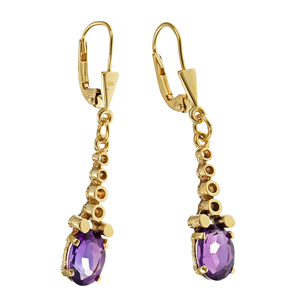 Ohrhänger, 14K, Gelbgold, Amethyst