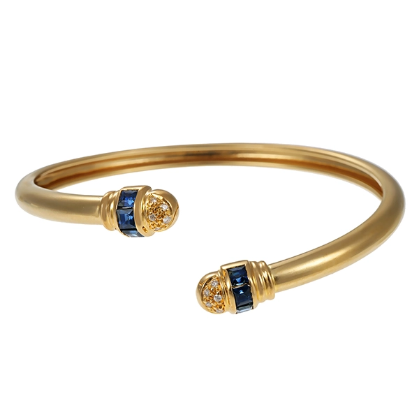 Armreif, 18K, Gelbgold, Brillant, Saphir