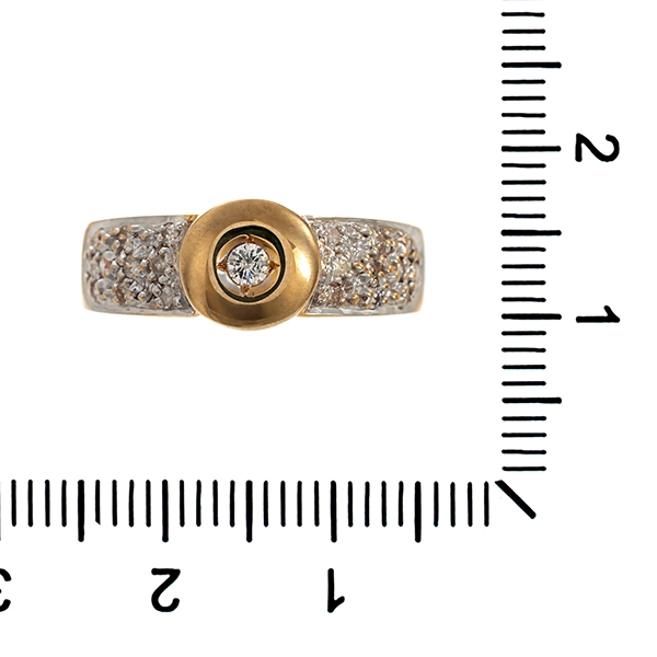 Diamantring, 14K, Gelb-/Weißgold, Brillanten