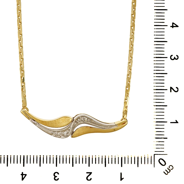Collier, 14K, Gelb-/Weißgold, Diamanten