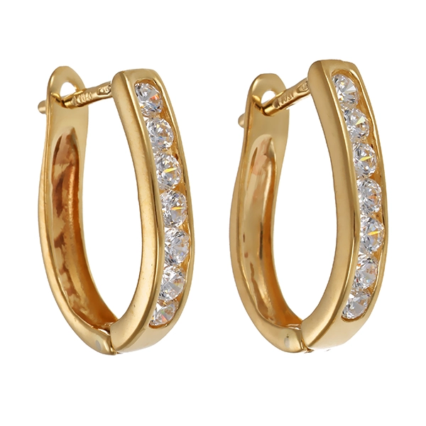 Creolen, 14K, Gelbgold, 14 Zirkonia