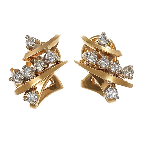 Clipstecker, 14K, Gelbgold, Brillanten, 0,48ct