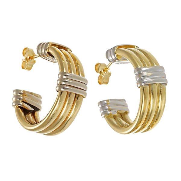 Steckcreolen, 14K, Gelb-/Weißgold