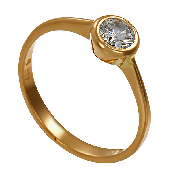 Brillantring, 14K, Gelbgold, 0,41ct