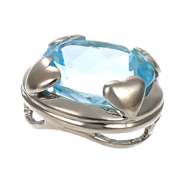 Anhänger, 14K, Weißgold, Topas blau