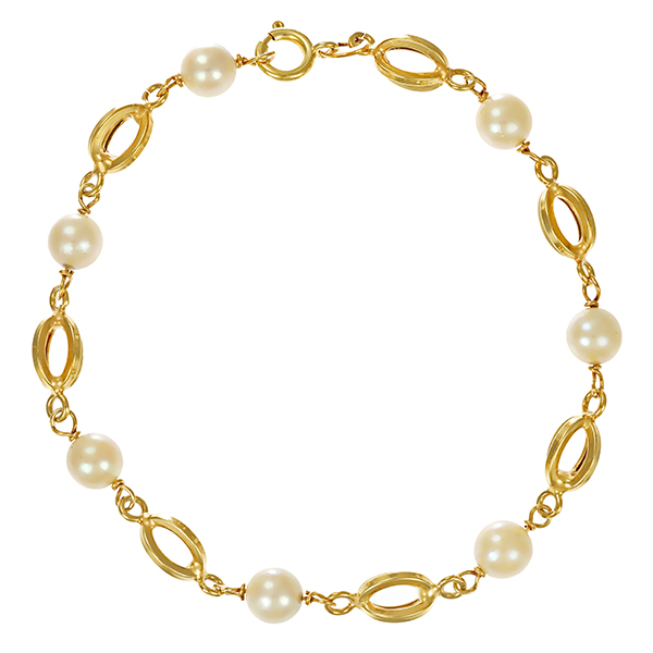 Armband, 14K, Gelbgold, Perlen
