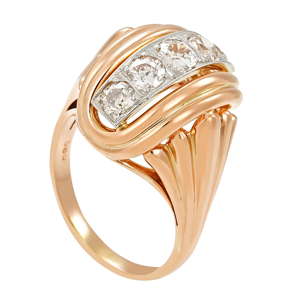 Diamantring, 14K, Weiß-/Rotgold
