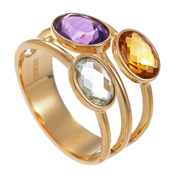 Ring, 14K, Gelbgold, diverse Edelsteine