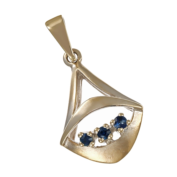 Anhänger, 14K, Weißgold, Saphir