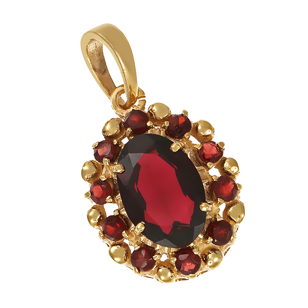 Anhänger, 8K, Gelbgold, Granat