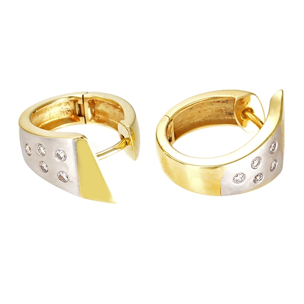 Creolen, 14K, Gelb-/Weißgold, Brillanten