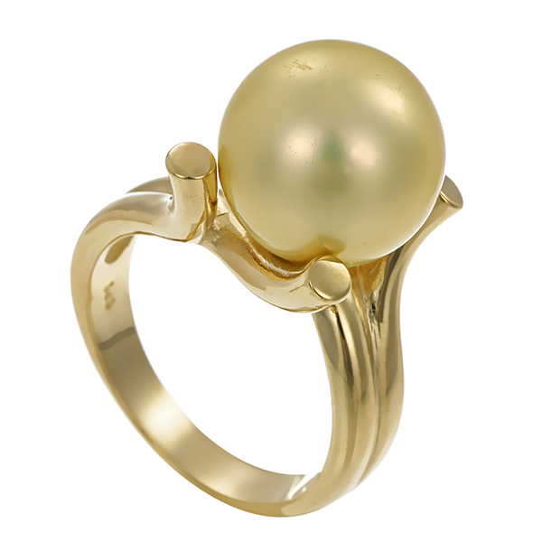 Ring, 14K, Gelbgold, synthetische Perle