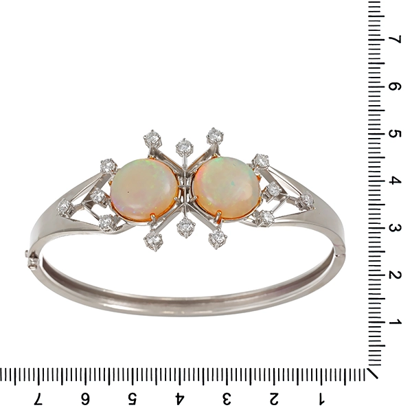 Armreif, 14K, Gelbgold, Opal, Brillanten 1,00 ct