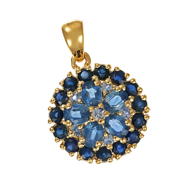 Anhänger, 14K, Gelbgold, Saphire