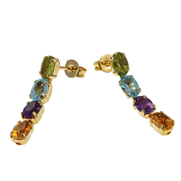 Steckhänger, 14K, Gelbgold, diverse Edelsteine