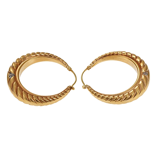 Creolen, 8K, Gelb-/Weißgold, Diamanten