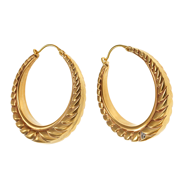 Creolen, 8K, Gelb-/Weißgold, Diamanten