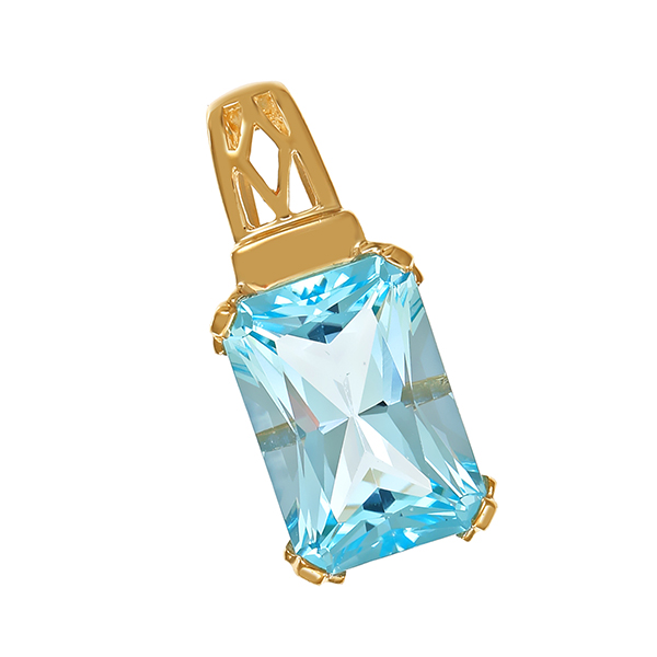 Anhänger, 14K, Gelbgold, Topas blau