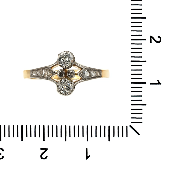 Diamantring, 14K, Gelb-/Weißgold, Diamanten, Diamantrosen